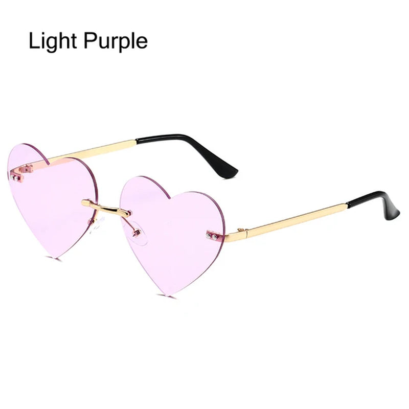 Heart Shape Fire Flame Sunglasses Wave Rimless Narrow Retro UV 400 Streetwear Vintage Eyeglasses Cycling Outdoor Sun Glasses