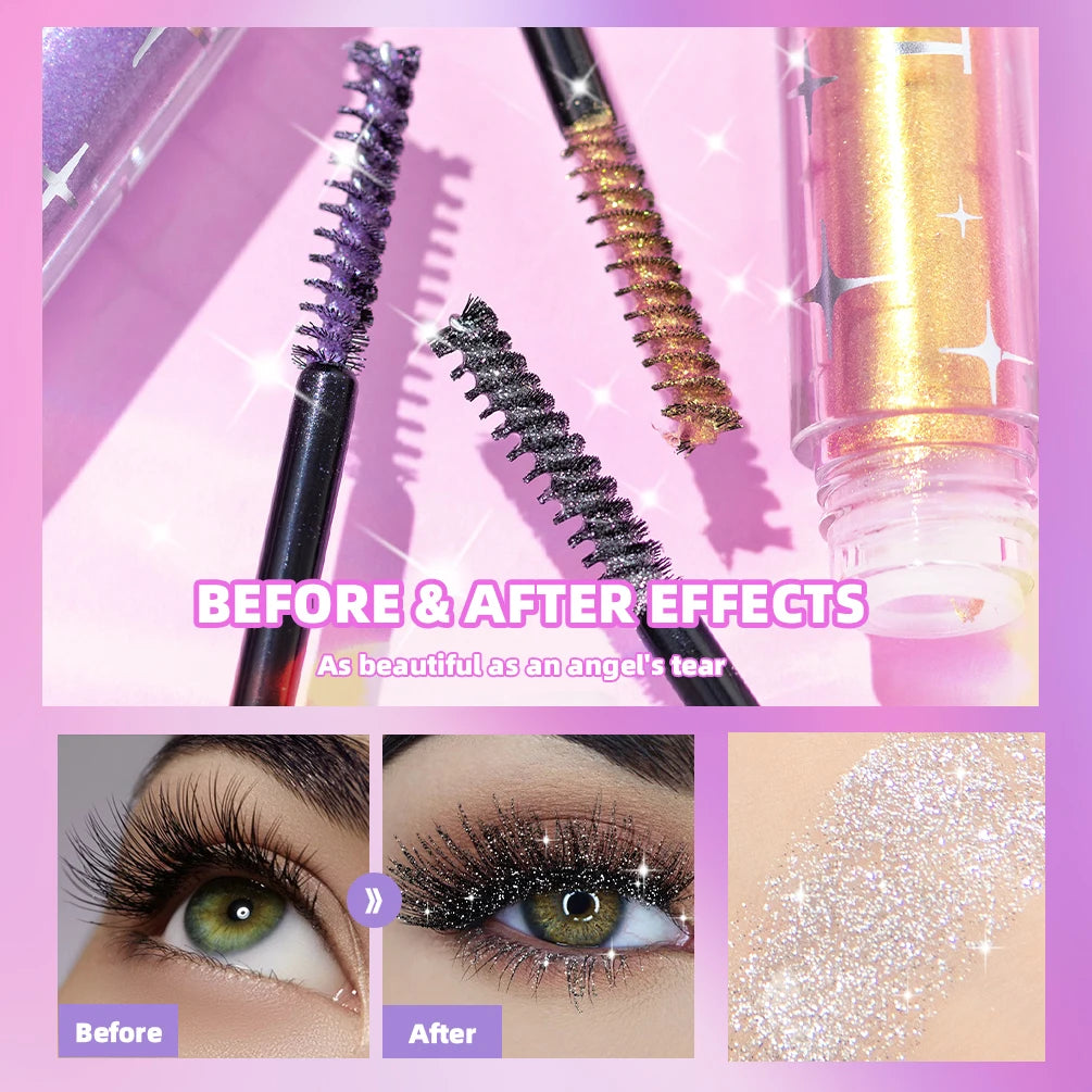 3 Colors Diamond Glitter Mascara Long Lasting Makeup 3D Volume Eyelashes Curling Shimmer Mascara Eye Lash Female Cosmetic