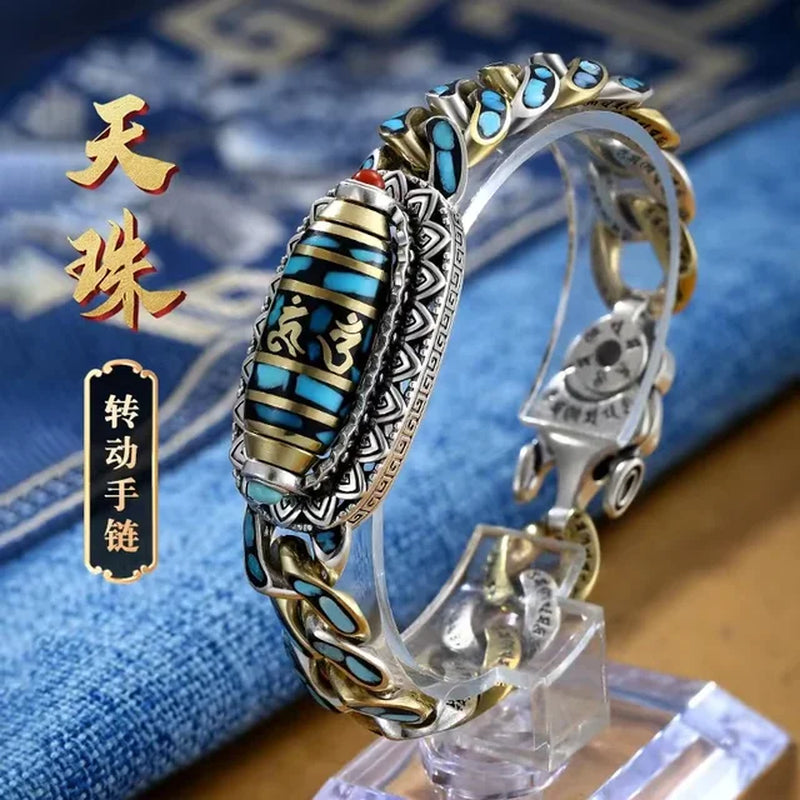 QN High-End Six-Character Mantra Ring Retro Men'S and Women'S Bracelets Personality Chinese Style Men'S Fashion Jewelry