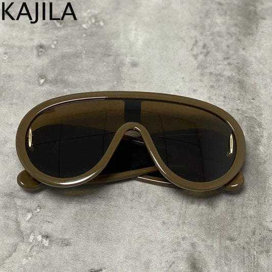 Oversized Wave Mask One-Piece Sunglasses Women Sports Y2K Punk Sun Glasses for Lady 2024 Luxury Brand Steampunk Eyewear Goggle