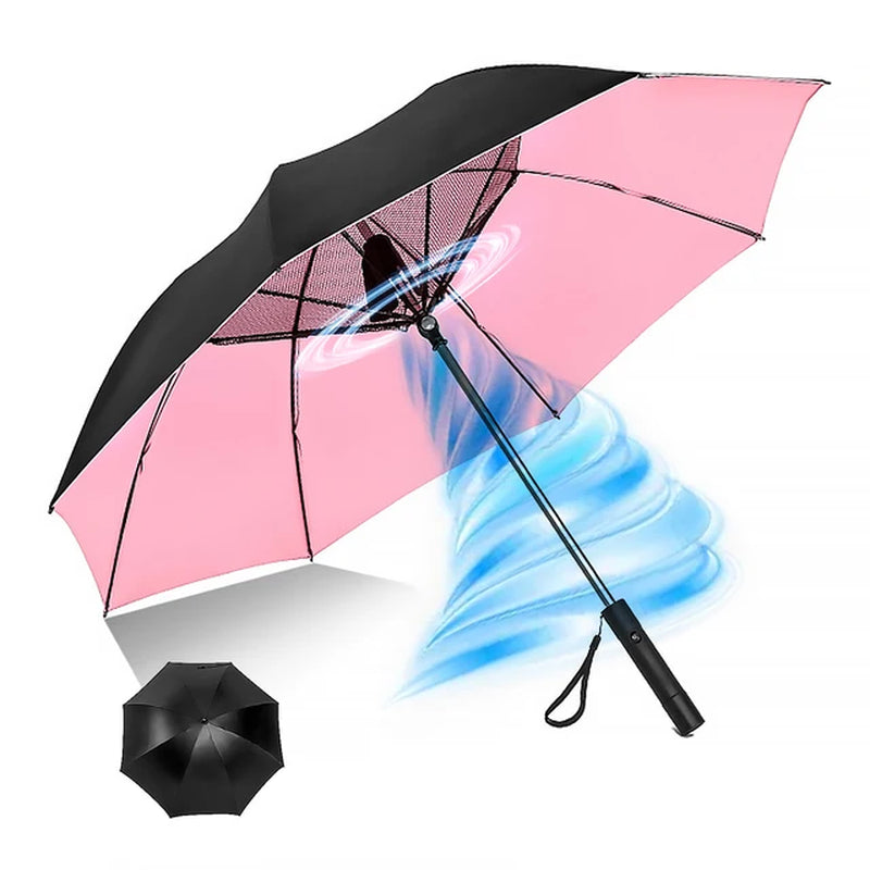 Portable Umbrella with Fan, UV Sun Umbrella, Safety Isolation Mesh, Super Wind Power, USB Rechargeable, 2600Mah