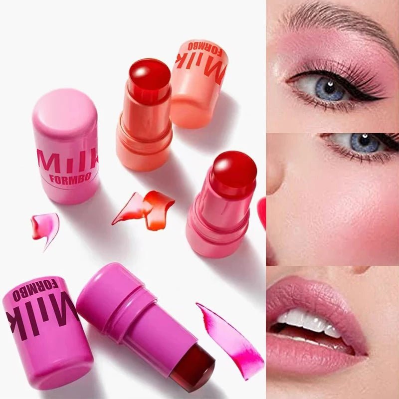 3-In-1 Milk Jelly Cheek Blusher Wand Moisturized Waterproof Long Lasting Brighten Matte Facial Beauty Contour Rouge Makeup New