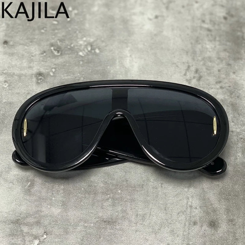 Oversized Wave Mask One-Piece Sunglasses Women Sports Y2K Punk Sun Glasses for Lady 2024 Luxury Brand Steampunk Eyewear Goggle