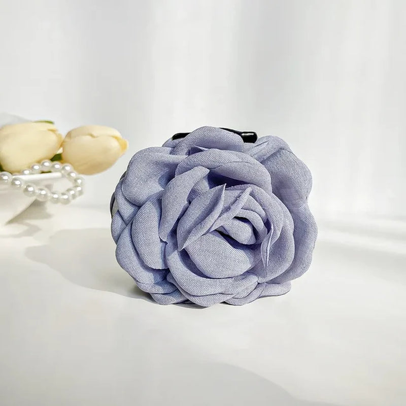 YHJ Three-Dimensional Rose Flower Hair Claw Handmade Fabric Flowers Ins Hot Grab Hair Clip Shark Clip Hair Accessories for Women