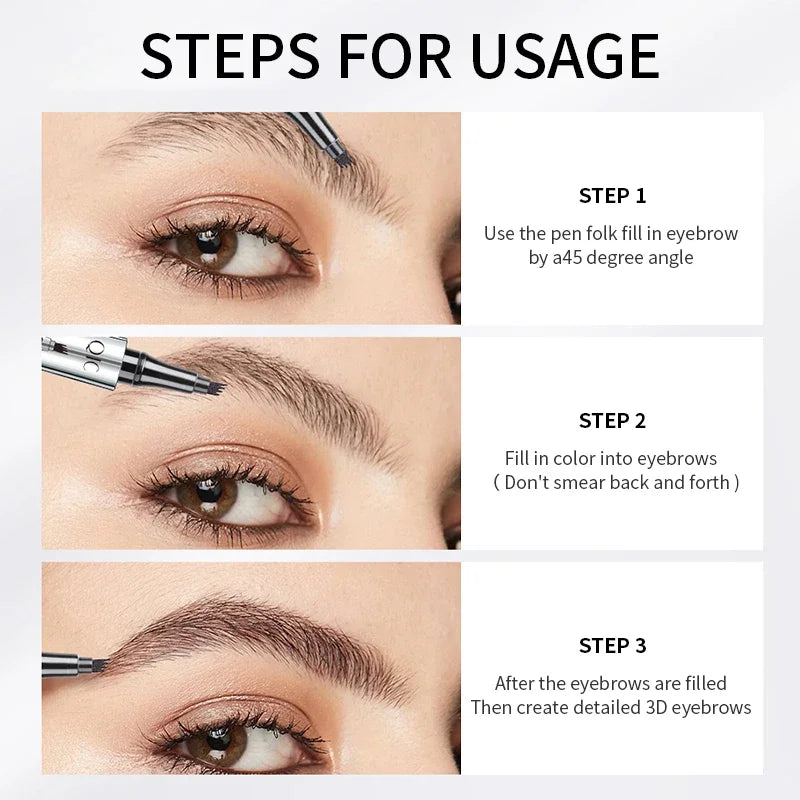 4 Point Eyebrow Pencil Waterproof Liquid Eyebrow Pen Makeup Long Lasting 4 Fork Tip Brow Pen Cosmetic Microblade Brow Pencil NEW