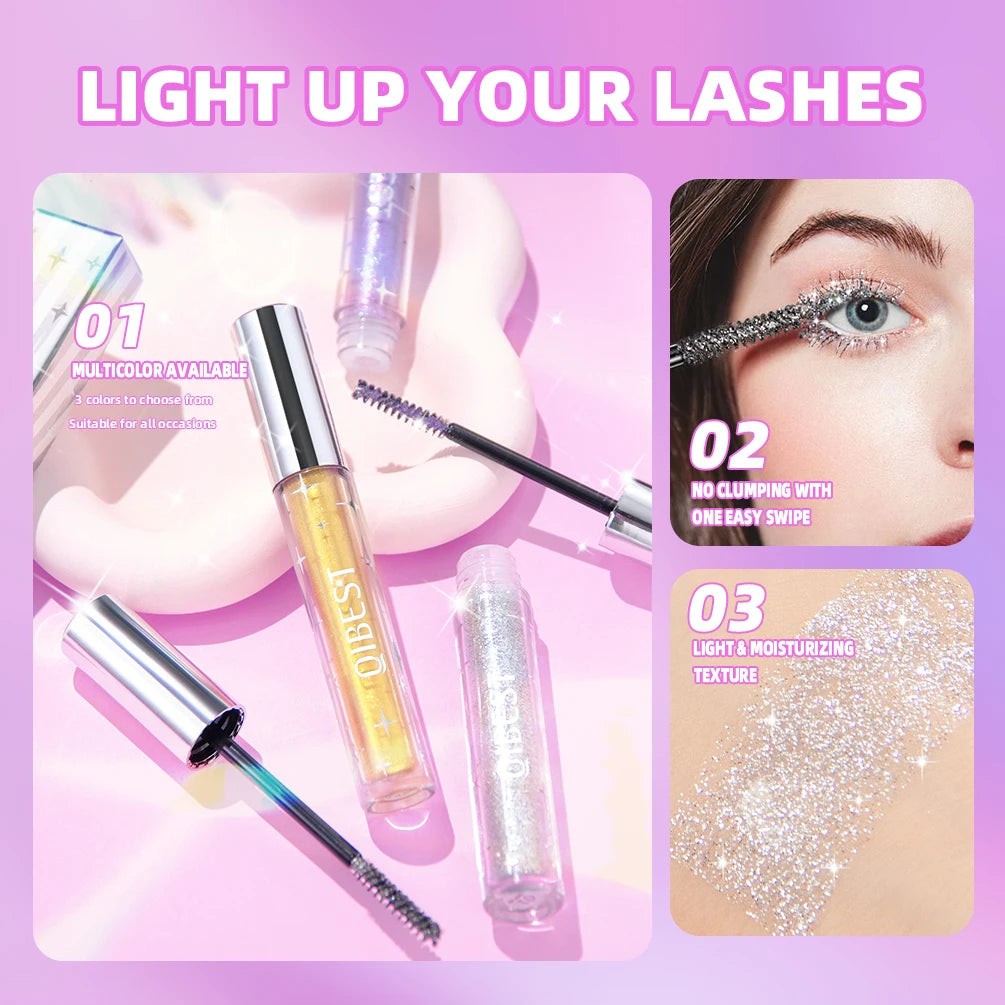 3 Colors Diamond Glitter Mascara Long Lasting Makeup 3D Volume Eyelashes Curling Shimmer Mascara Eye Lash Female Cosmetic