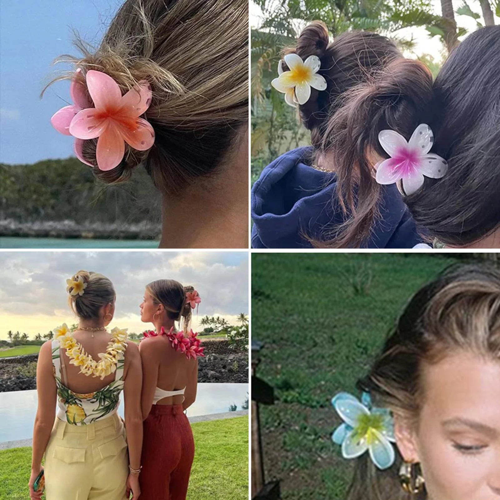 Summer Flower Shape Hair Claw Shark Hairpin Barrettes Women Girls Hair Clip Ponytail Holder Beach Hair Accessories