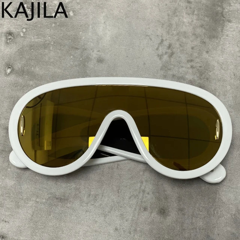 Oversized Wave Mask One-Piece Sunglasses Women Sports Y2K Punk Sun Glasses for Lady 2024 Luxury Brand Steampunk Eyewear Goggle