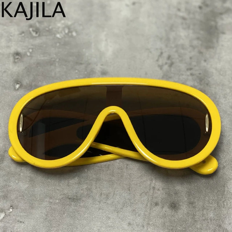 Oversized Wave Mask One-Piece Sunglasses Women Sports Y2K Punk Sun Glasses for Lady 2024 Luxury Brand Steampunk Eyewear Goggle